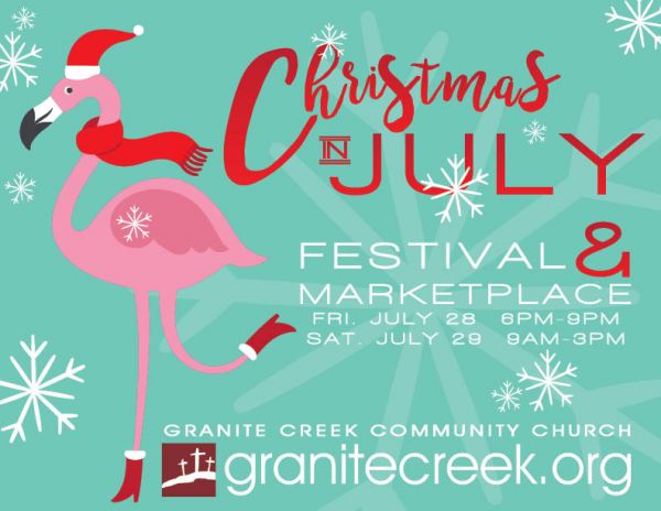 Christmas in July Festival & Marketplace Tonight, Fri, 6 - 9 pm, and Saturday 9 am - 3 pm.
